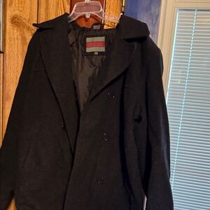 Classic Black Double-Breasted Peacoat
